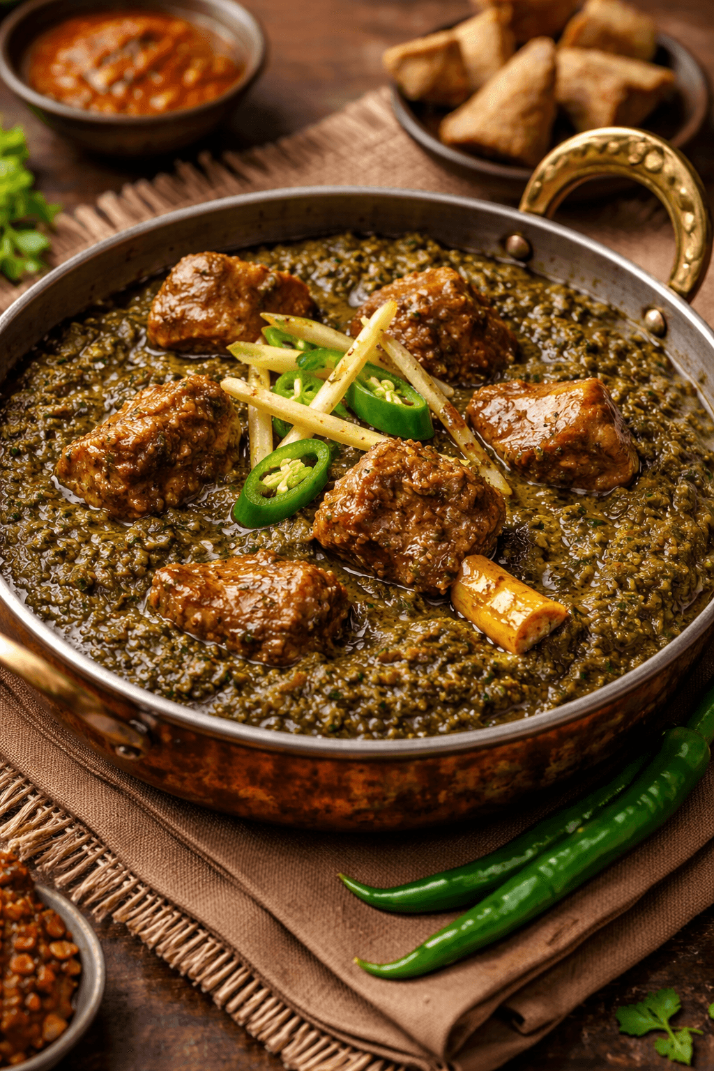 Desi Ghee Saag Mutton